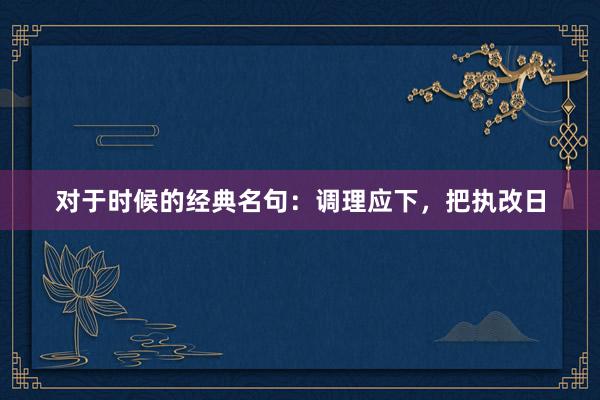 对于时候的经典名句：调理应下，把执改日